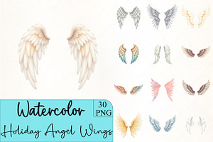 Holiday Angel Wings Clipar, an Illustration by CrexoraLab