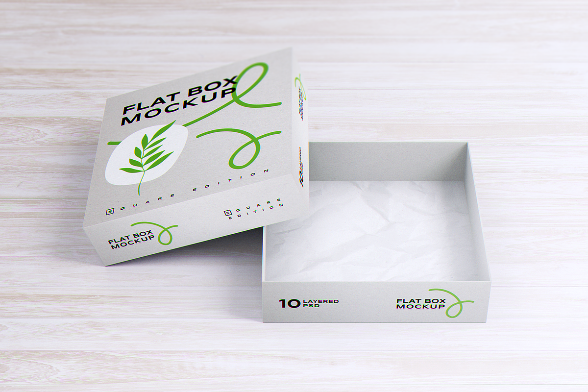 Flat Square Box MockUp, a Cups & Container Mockup by coloformia (Photo 4 of 12)