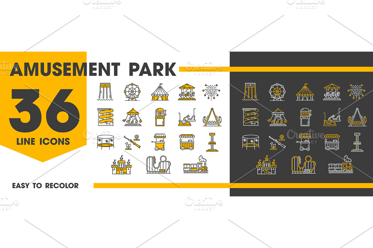 Amusement park funfair rides, an Object Illustration by Vector Tradition