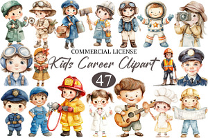 Watercolor Kids Career Clipart, a Seasonal Illustration by designcity5