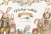 Vintage rabbits. Watercolor set, an Object Graphic by JuliaBadeeva (Thumbnail 1 of 7)