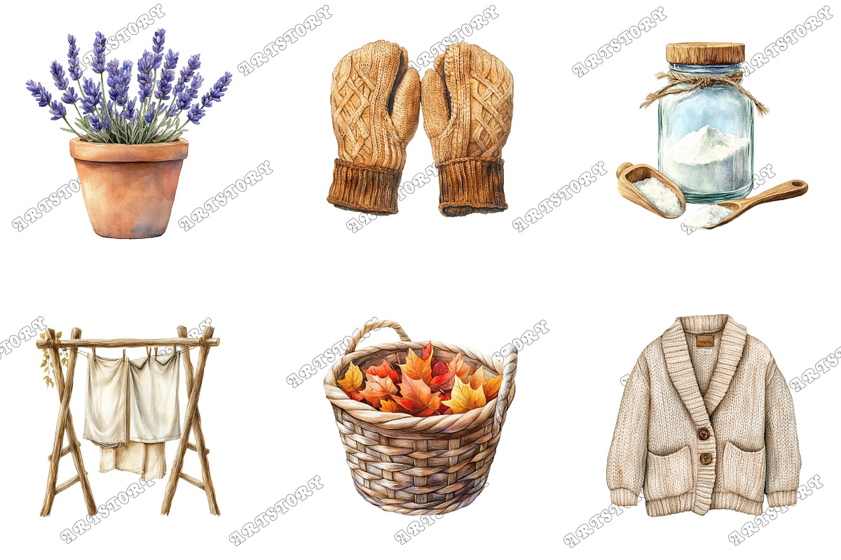 Neutral Autumn Laundry Clipart, an Illustration by designcity5 (Photo 3 of 5)