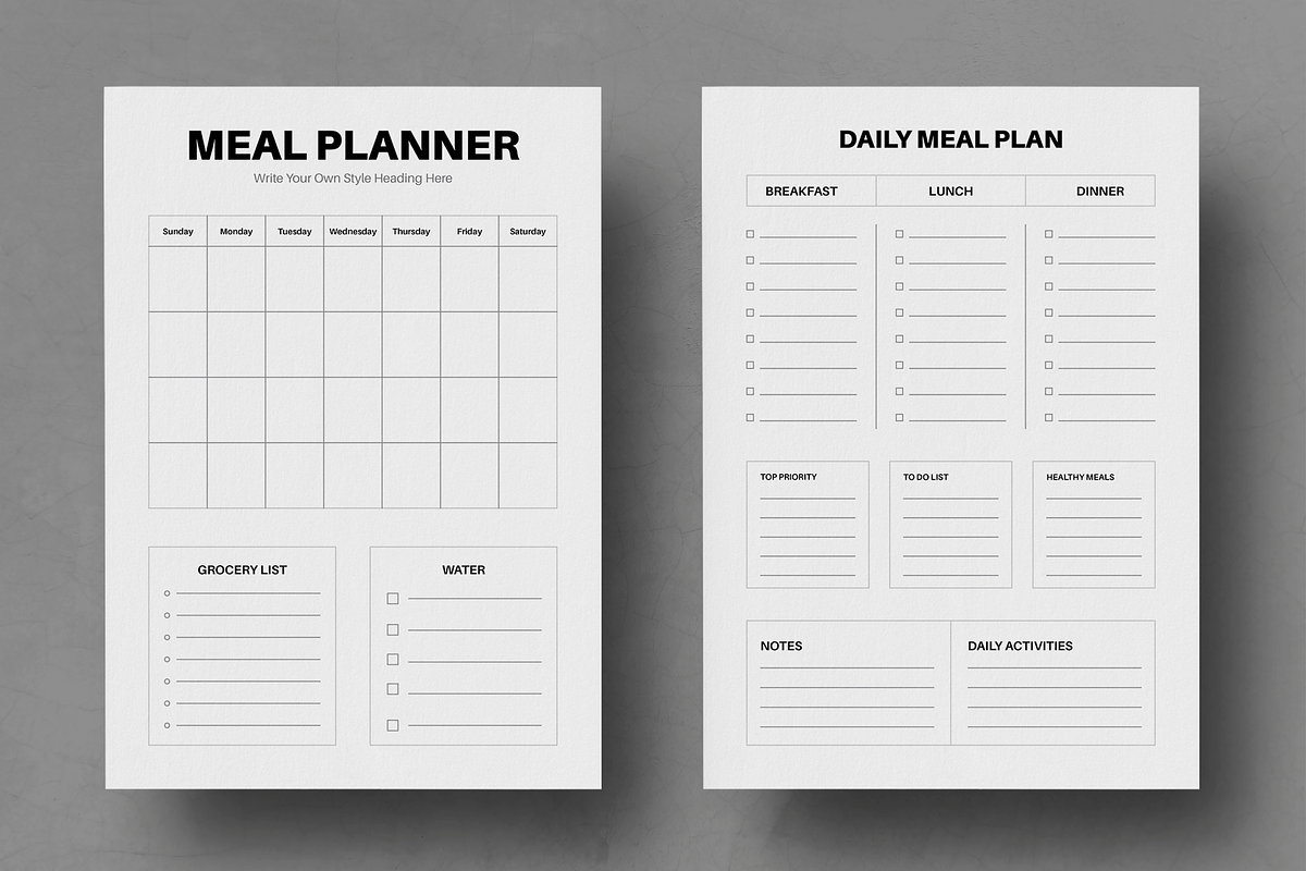 Minimal Daily Meal Planner Template, a Stationery Template by MightyDesign (Photo 1 of 8)