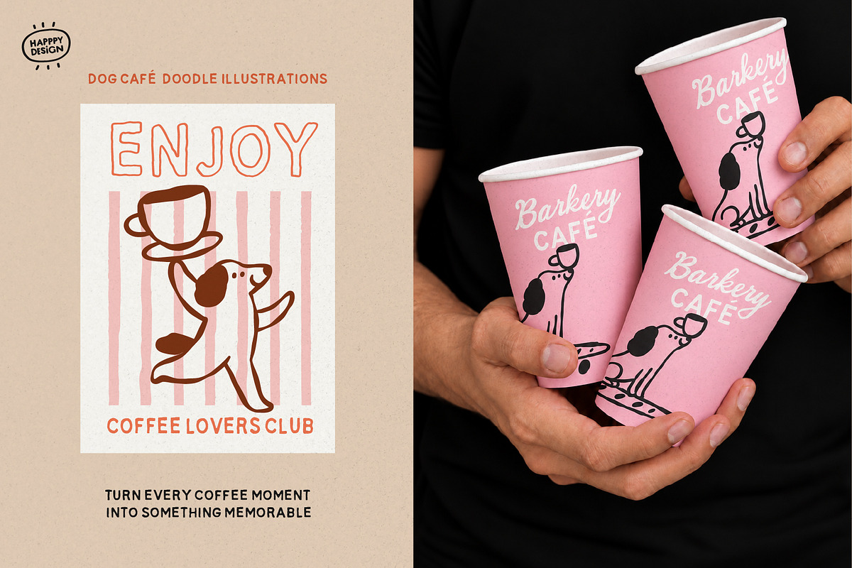 Dog & Coffee Clipart Cafe, an Animal Illustration by happpydesign (Photo 3 of 11)