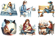 Watercolor Woman Reading Clipart, an Illustration by Daily.Designs (Thumbnail 5 of 5)