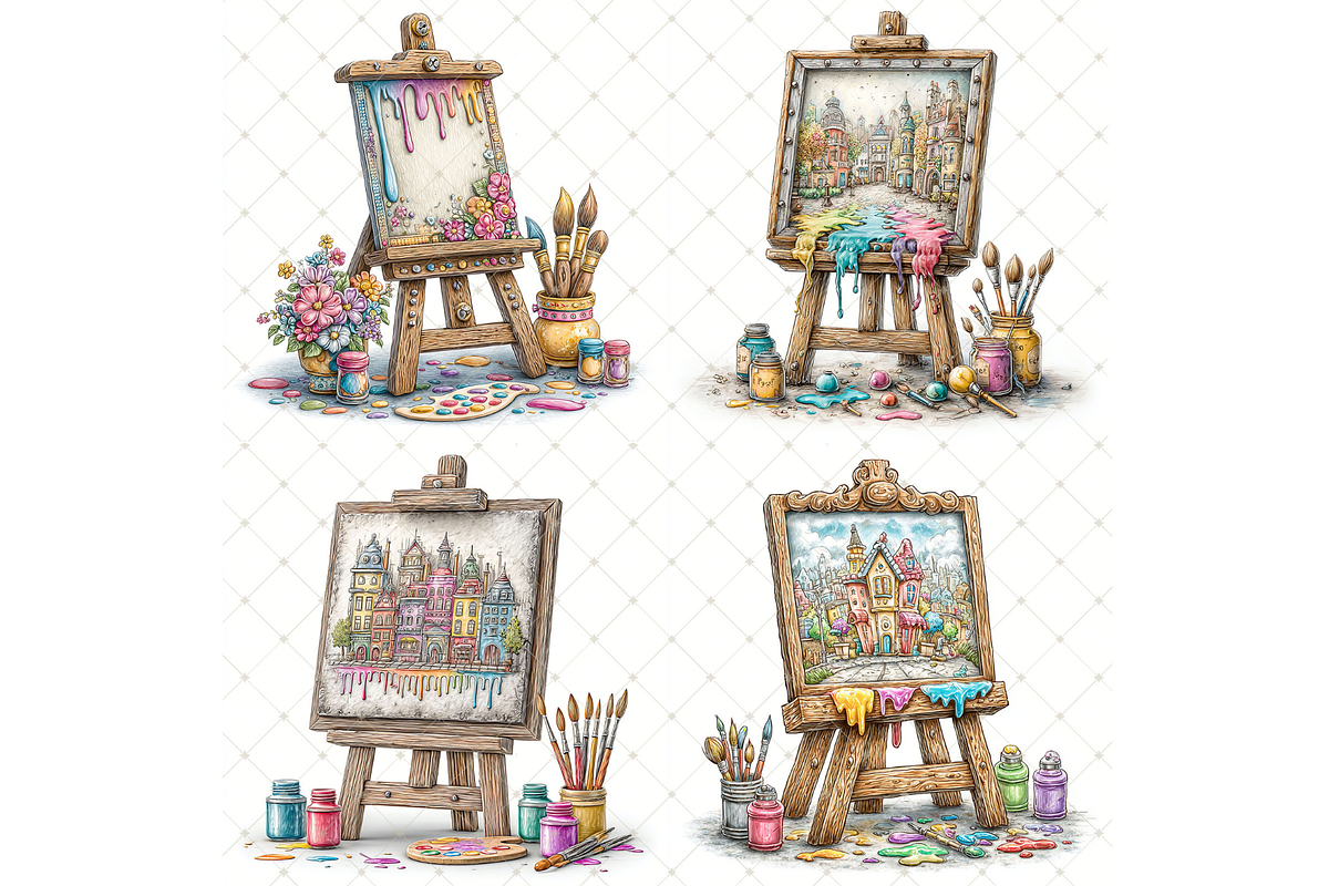 Canvas on Wooden Easel Clipart JPG, an Illustration by Memories By Lea (Photo 3 of 19)