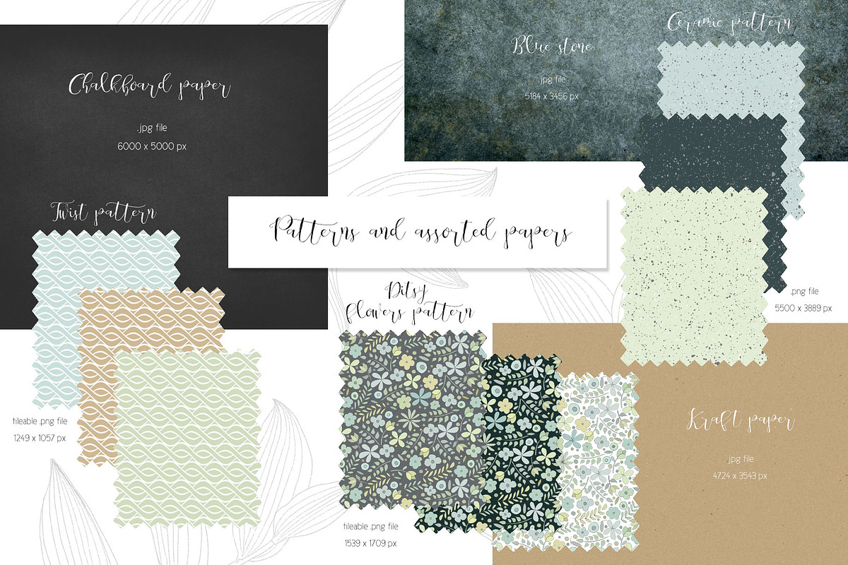 Fresh greenery frames and patterns, a Decorative Illustration by marie dricot (Photo 6 of 16)