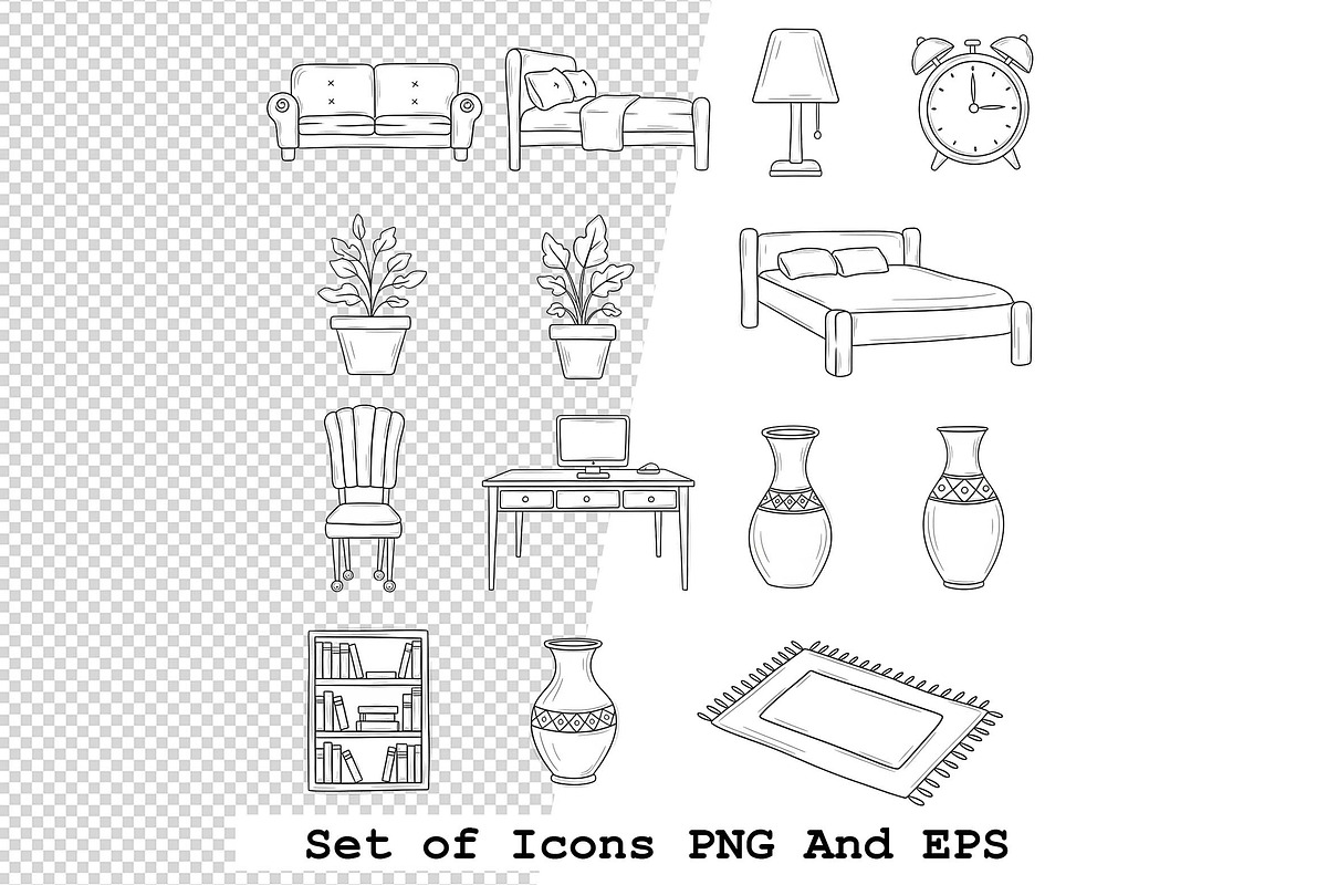 Set of home icons in hand drawn, an Icon by one-touch