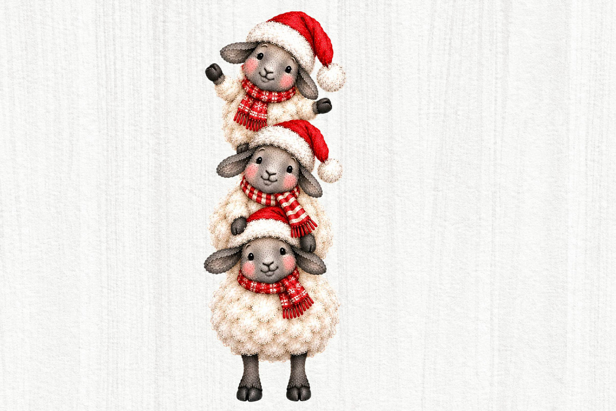 Whimsical Christmas Sheep Clipart, a Seasonal Illustration by fashionaddict (Photo 3 of 11)