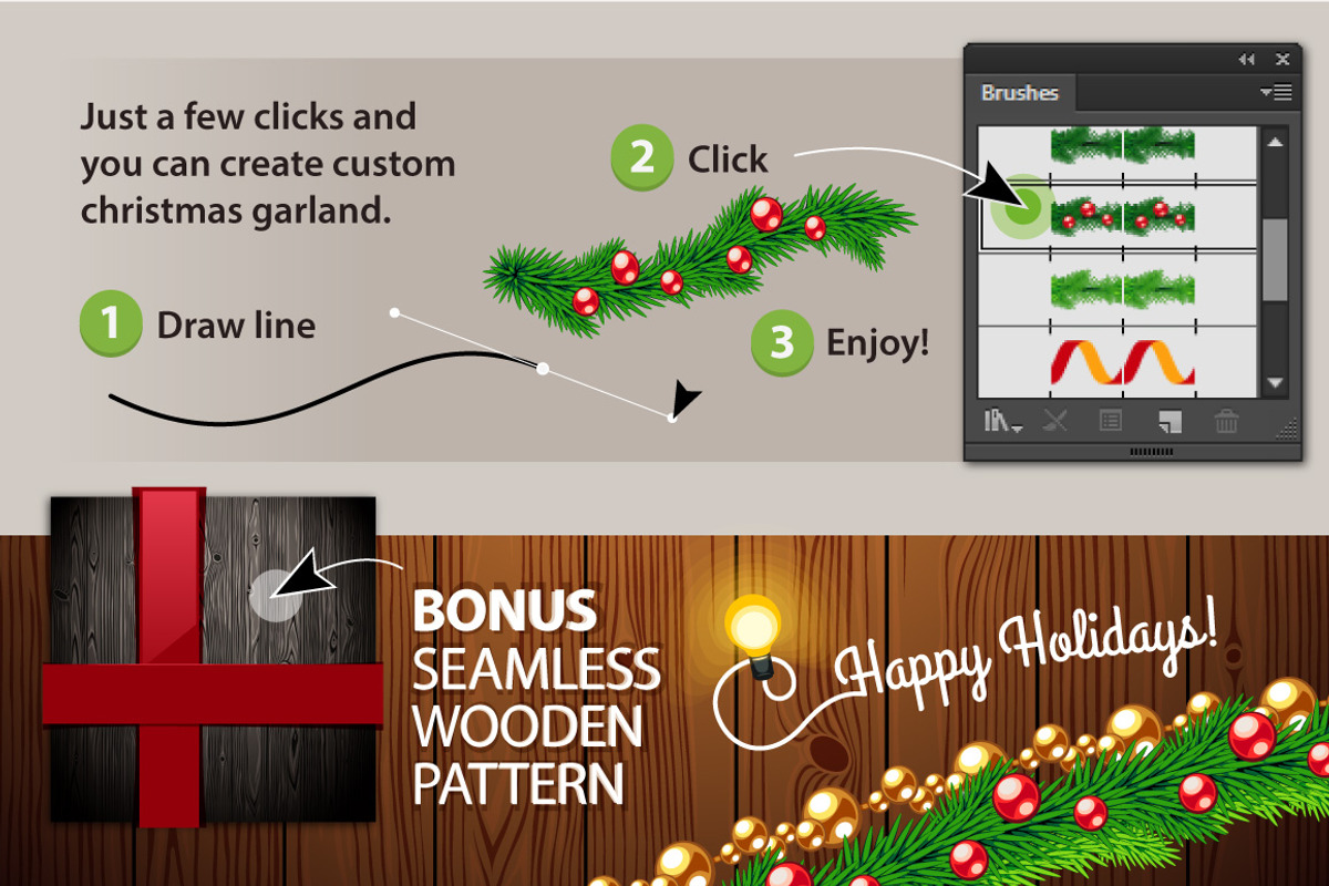 Christmas Garlands Set, a Decorative Illustration by Voysla's Shop (Photo 5 of 5)