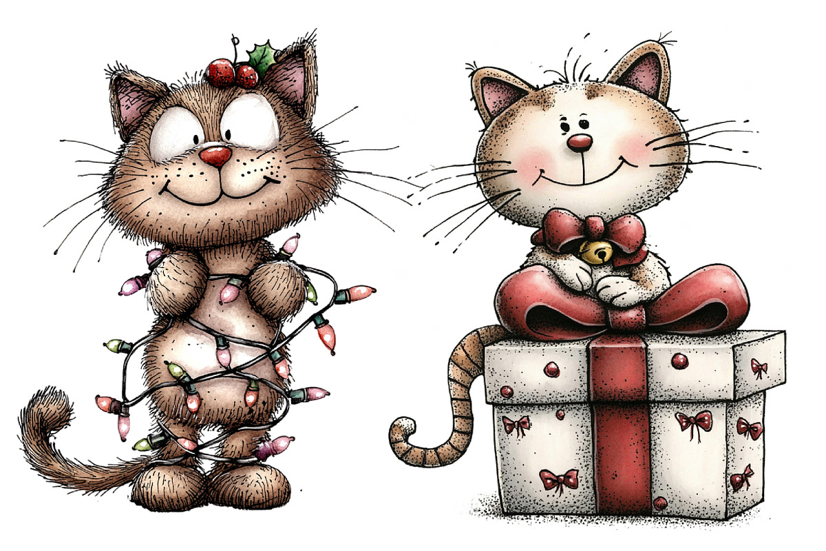 Whimsical Christmas Cat Clipart, a Graphic by CitraGraphics (Photo 4 of 4)