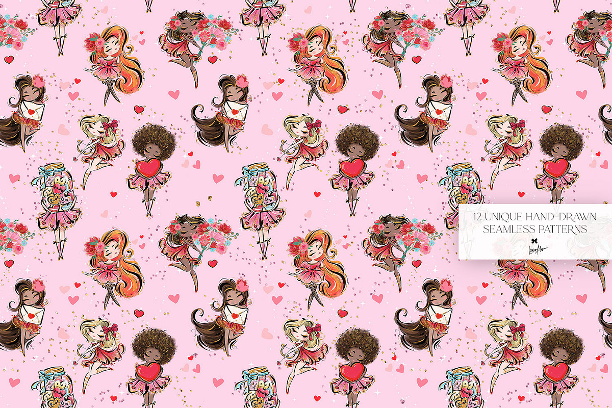 Valentine Doodles Seamless Patterns, a Pattern Graphic by KaramfilaS (Photo 15 of 19)