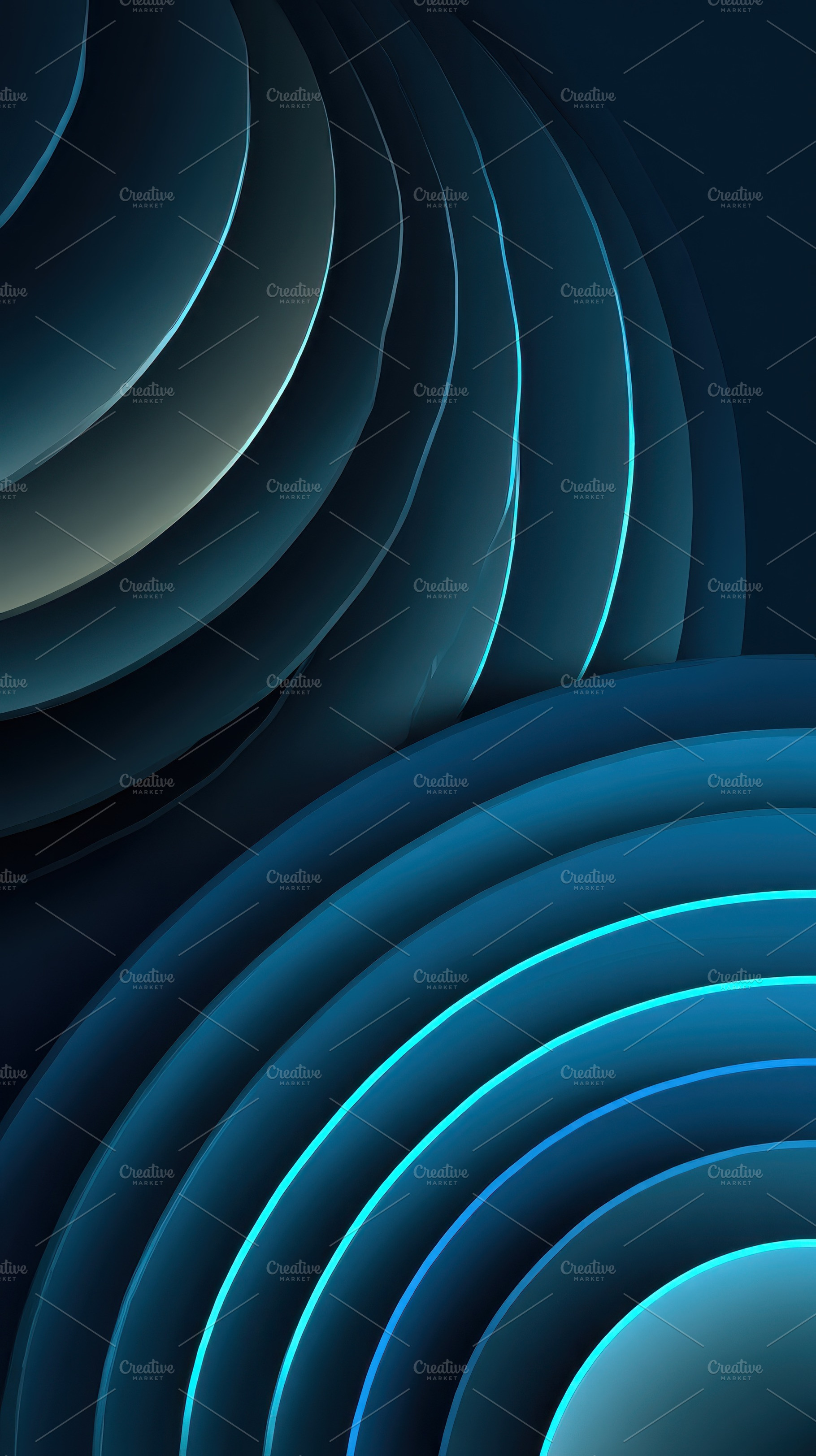 Abstract Blue Circular Layers Design, a Photo by Pixeness Studio