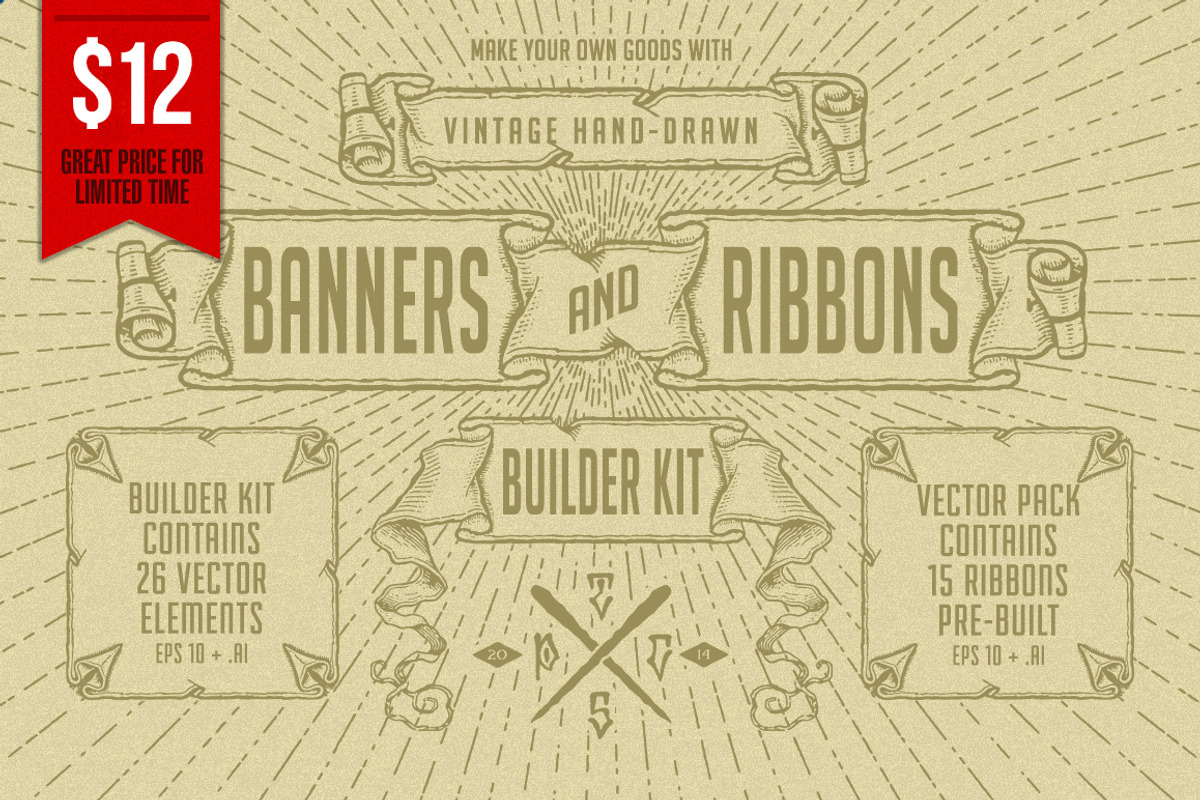 Vintage Banners & Ribbons BuilderKit