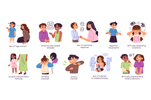 Kids autism signs set, a Healthcare Illustration by PaperTrident