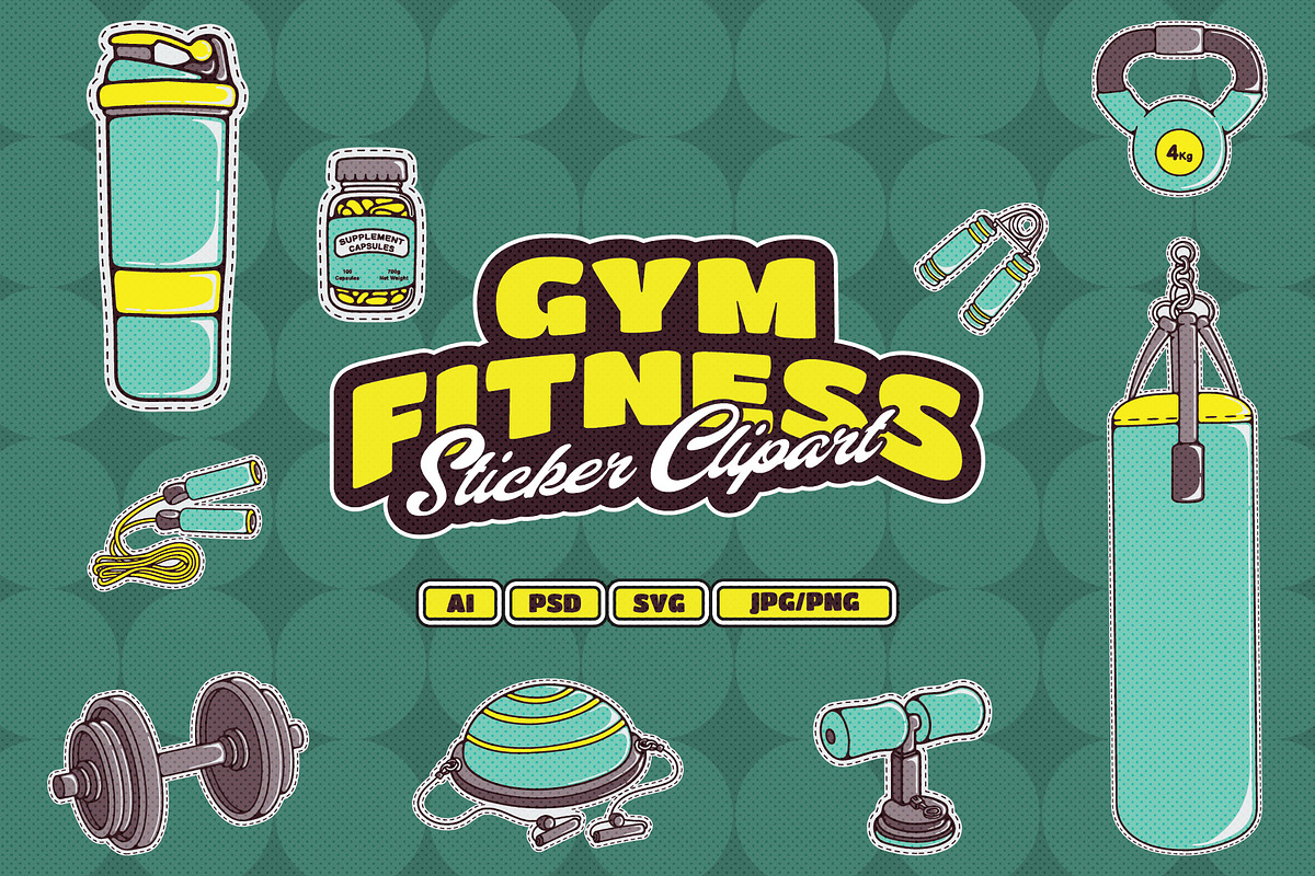 Gym Fitness Clipart Illustration, an Object Illustration by Decoconio Design (Photo 1 of 6)