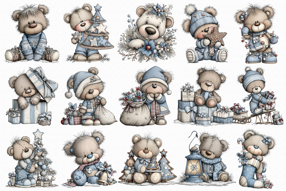 Christmas Bears Clipart Bundle, an Illustration by Libby Wishes (Photo 7 of 7)