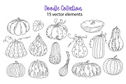 Pumpkins doodle vector clipart, a Seasonal Illustration by Contes_de_fée (Thumbnail 2 of 8)