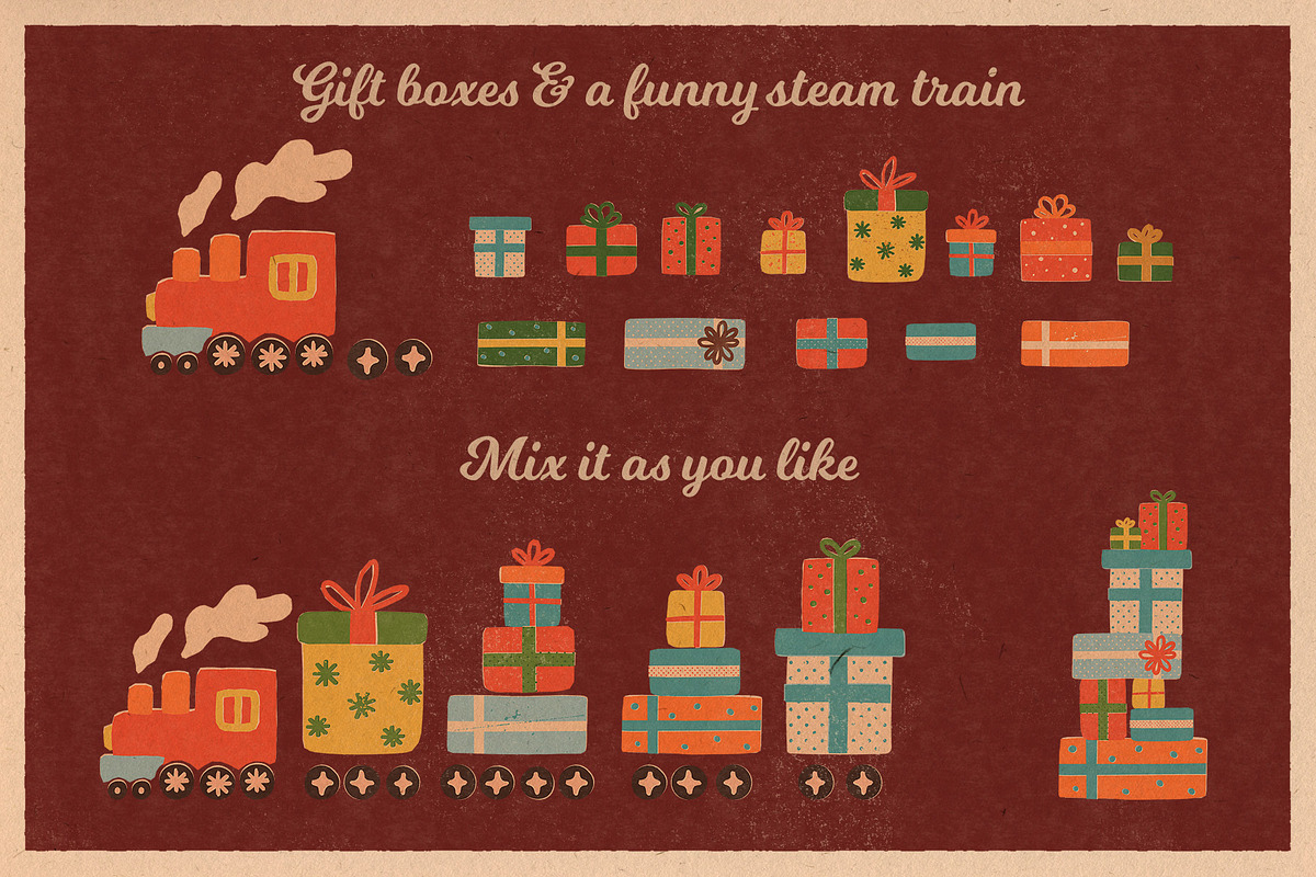 Retro Christmas Clipart & Graphics, a Seasonal Illustration by Paper Cherry (Photo 6 of 21)