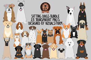 Front View Sitting Dogs Bundle