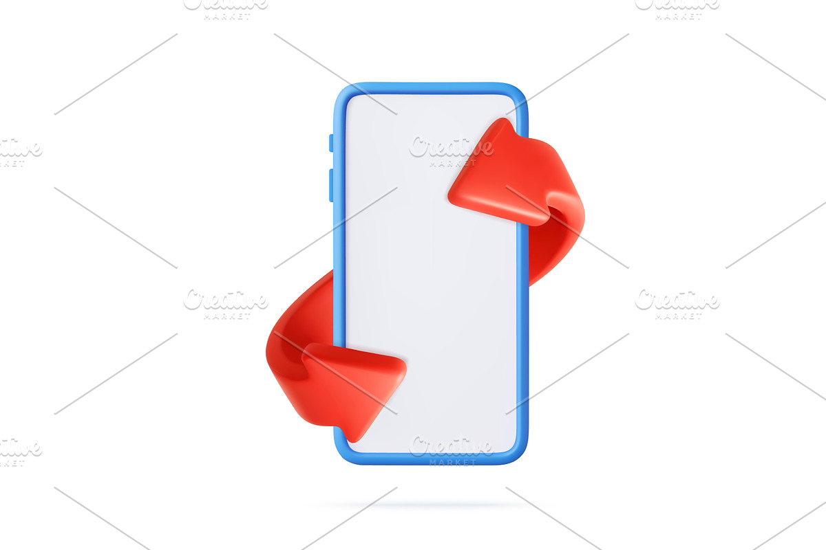 3D Smartphone with Sync Arrows, a Finance Illustration by ModVector
