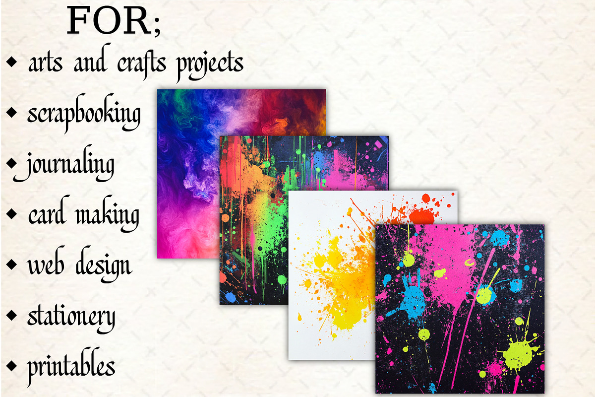 Colorful Neon Paint Splashes Art Pap, a Pattern Graphic by Libby Wishes (Photo 5 of 5)