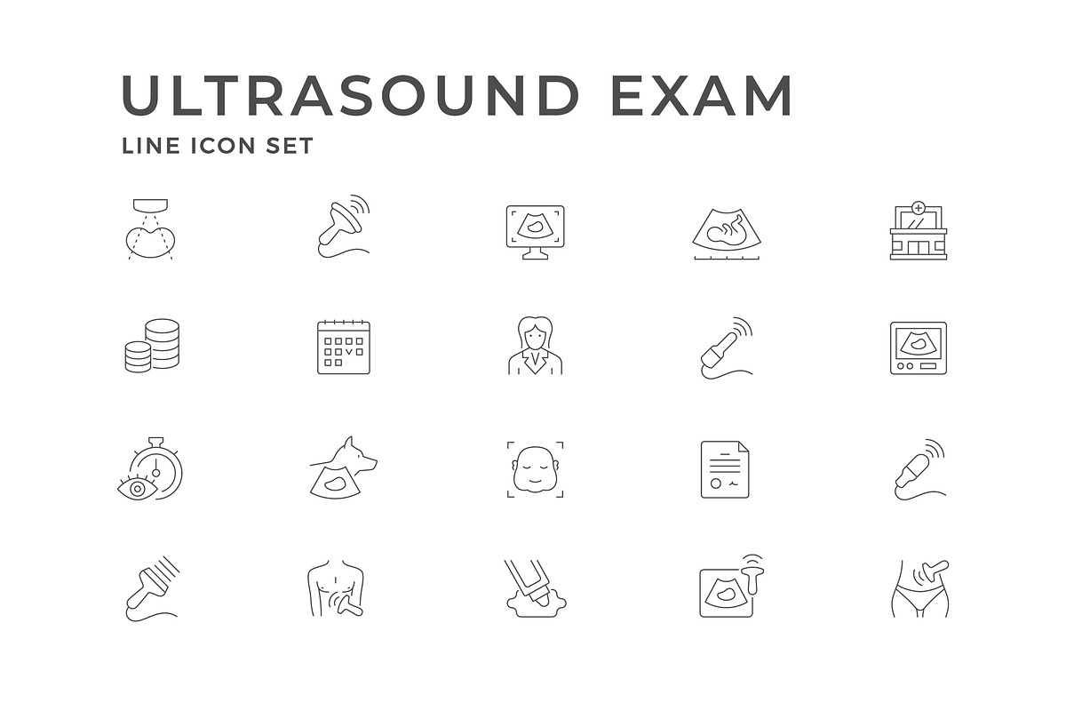 Set icons of ultrasound examination, an Outline Icon by motorama (Photo 2 of 2)