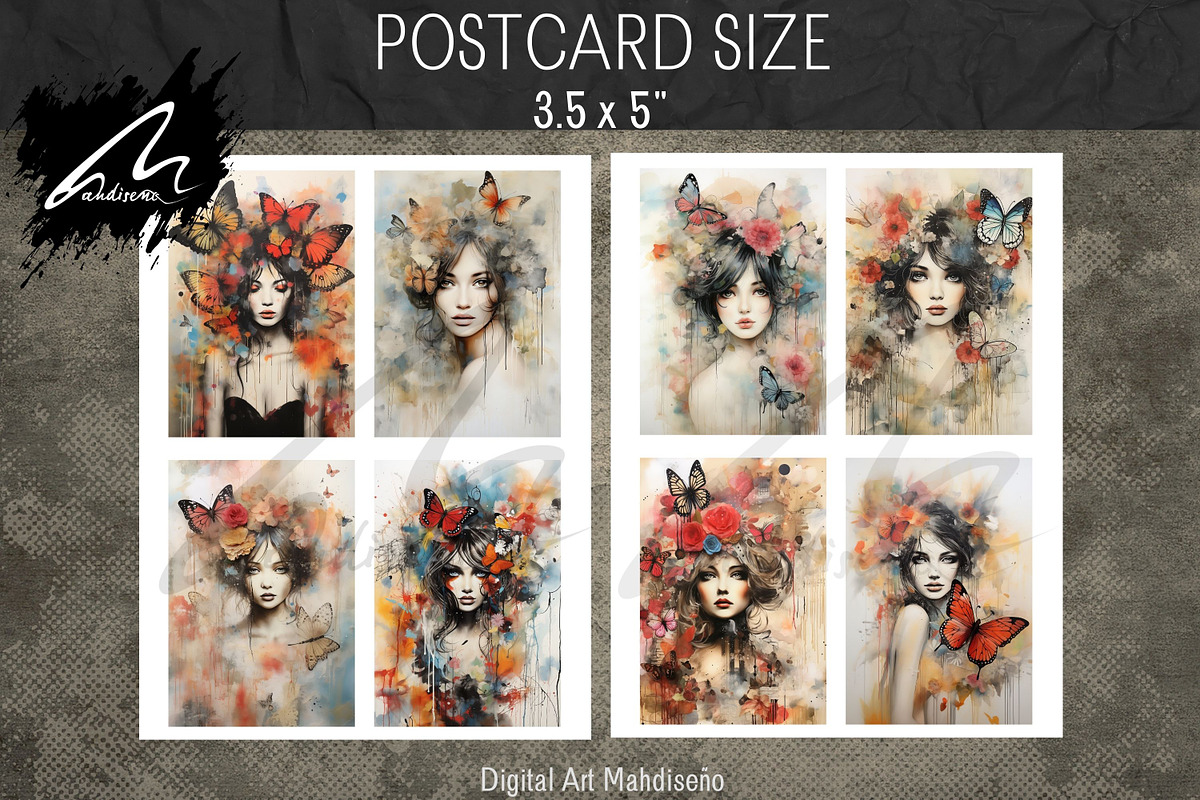 Girl and Butterflies, Collage Papers, a Person Illustration by Digital Art Mahdiseño (Photo 8 of 9)