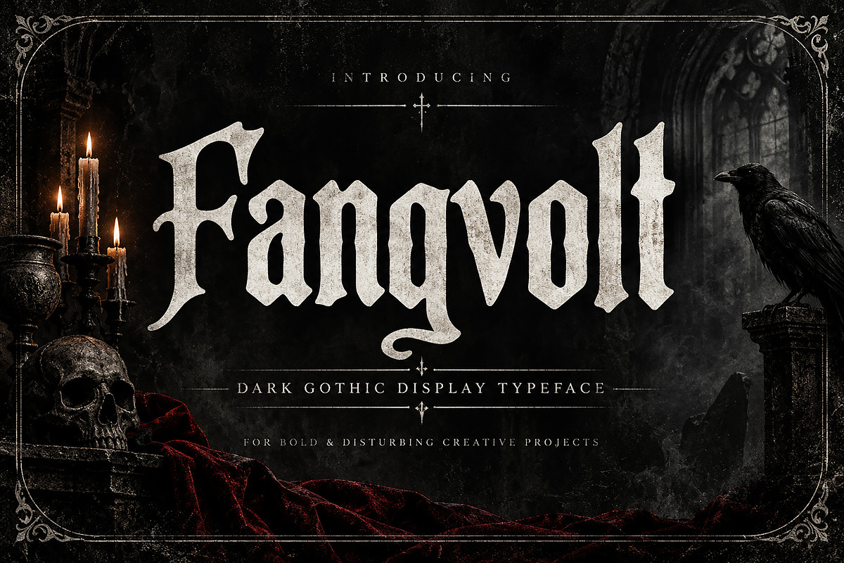 Fangvolt – Dark Gothic Display Font, a Blackletter Font by Wow Magic (Photo 1 of 5)