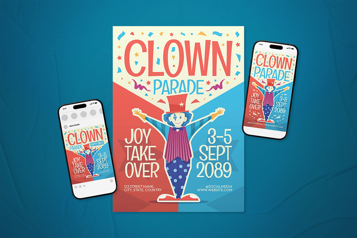 Clown Parade Event Flyer Set, a Flyer Template by The Good Store (Photo 1 of 2)
