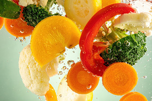 Fresh Vegetables Floating in Sparkling Water, a Food & Drink Photo by Davizro's Market