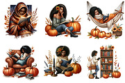 Autumn Black Woman Reading Clipart, an Illustration by DreamArtGraphic (Thumbnail 4 of 4)