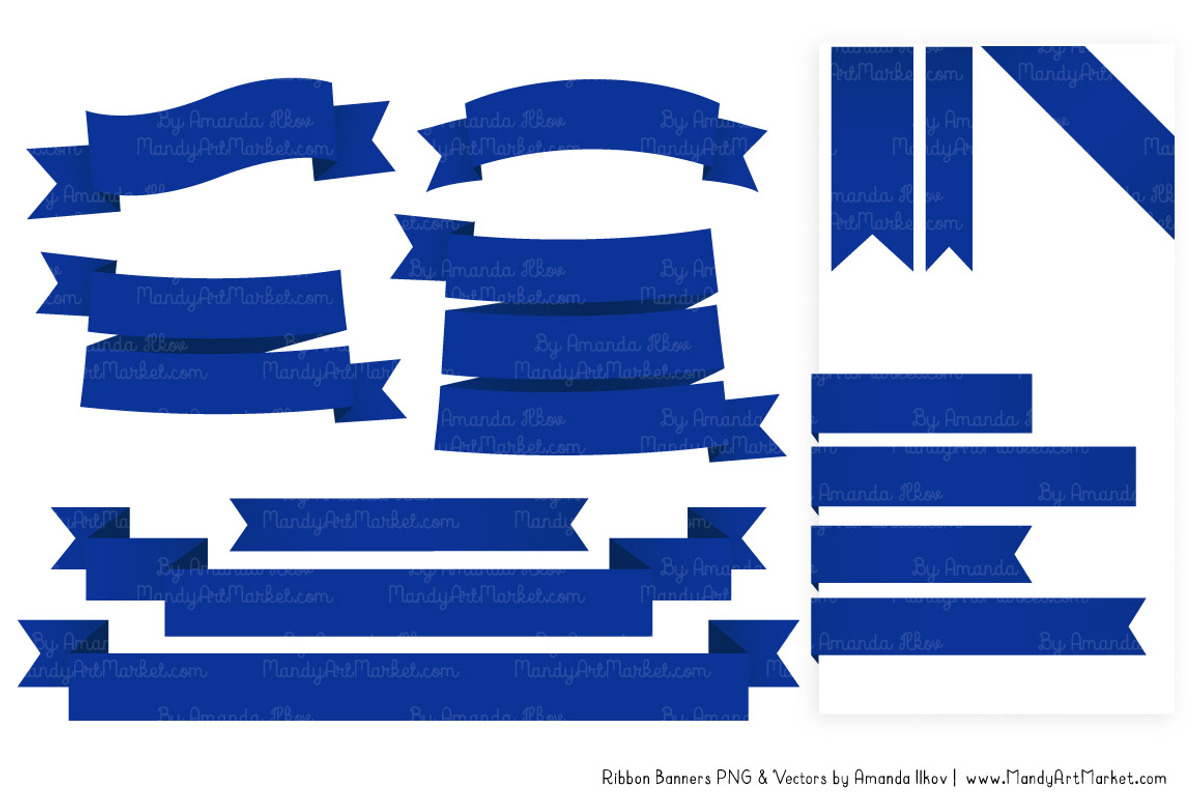 Royal Blue Ribbon Banner Clipart, an Illustration by Amanda Ilkov (Photo 4 of 4)