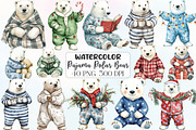 Christmas Pajama Polar Bear Clipart, an Illustration by CraftArtStudio (Thumbnail 1 of 6)