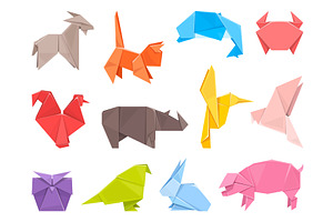 Paper origami animals and birds, an Animal Illustration by YummyBuum