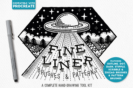 Fine Liner Brushes & Patterns, a Brush Add-On by The Artifex Forge