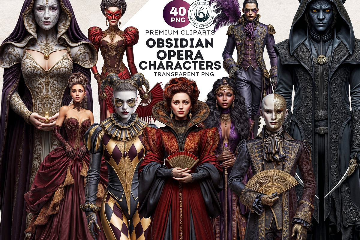 Obsidian Opera Characters Cliparts, a Person Illustration by ThatsDesignArt (Photo 1 of 13)