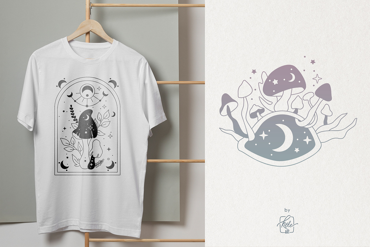 MAGICAL MUSHROOM LINE ART, an Object Illustration by Kate Art (Photo 8 of 10)