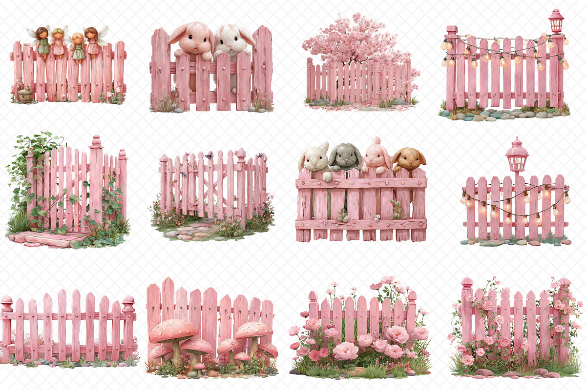 Pink Wooden Fence Clipart, an Illustration by cherrydesign (Photo 3 of 3)