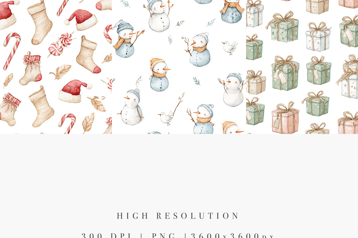 4 Pack Seamless Christmas Patterns, a Decorative Illustration by Pati Charm Studio (Photo 4 of 7)