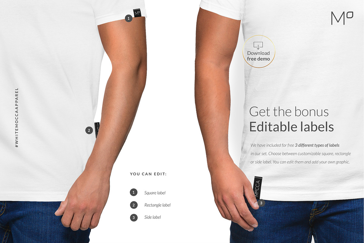 Men Henley T-shirt Mockups Free demo, a Print Template by Apparel_Mockups (Photo 3 of 3)