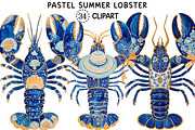 Pastel Summer Lobster Clipart, an Animal Illustration by Creative Art (Thumbnail 1 of 8)