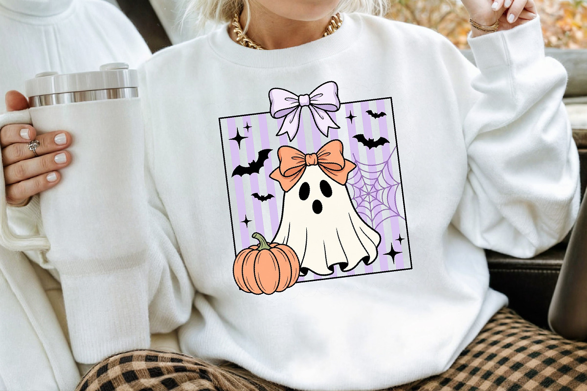 Cute Ghost with Bow Halloween Art, a Seasonal Illustration by Creative Art (Photo 3 of 3)