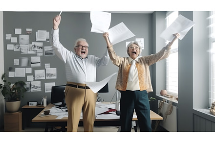 A man and a woman are joyfully