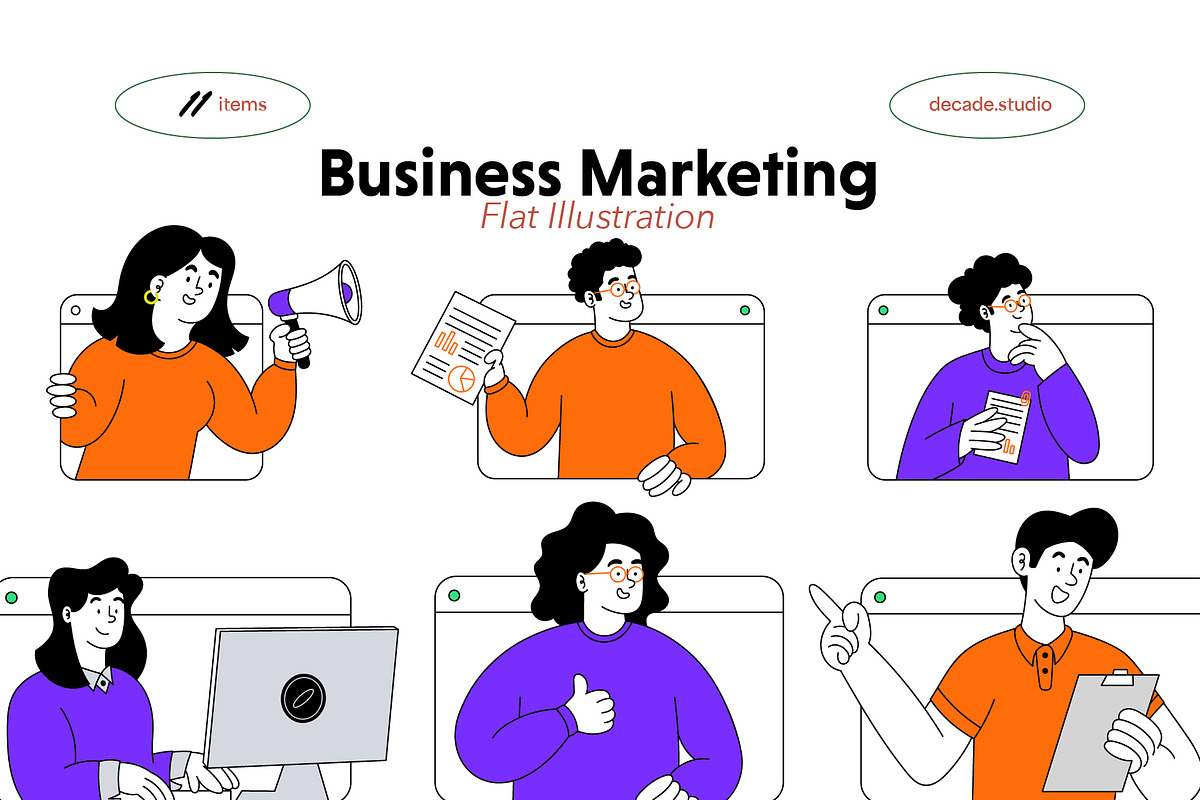 Business Marketing Flat Illustration, a Person Illustration by Decade Studio (Photo 1 of 2)