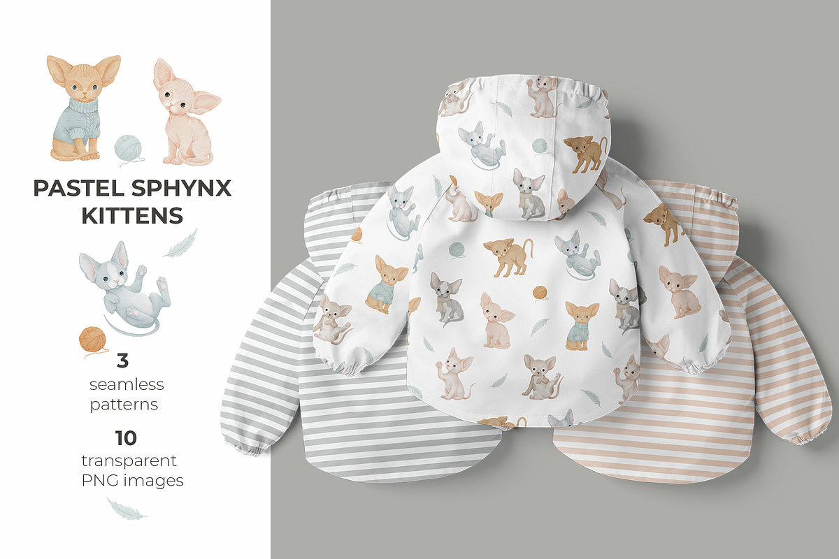 Sphynx Kittens – Patterns & Clipart, a Pattern Graphic by tetiartline (Photo 1 of 5)