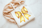 Retro Softball Bow Png, an Illustration by Watercolor design (Thumbnail 3 of 3)