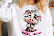 Quirky Valentine Pig Clipart, an Illustration by SinaCreation (Thumbnail 7 of 11)