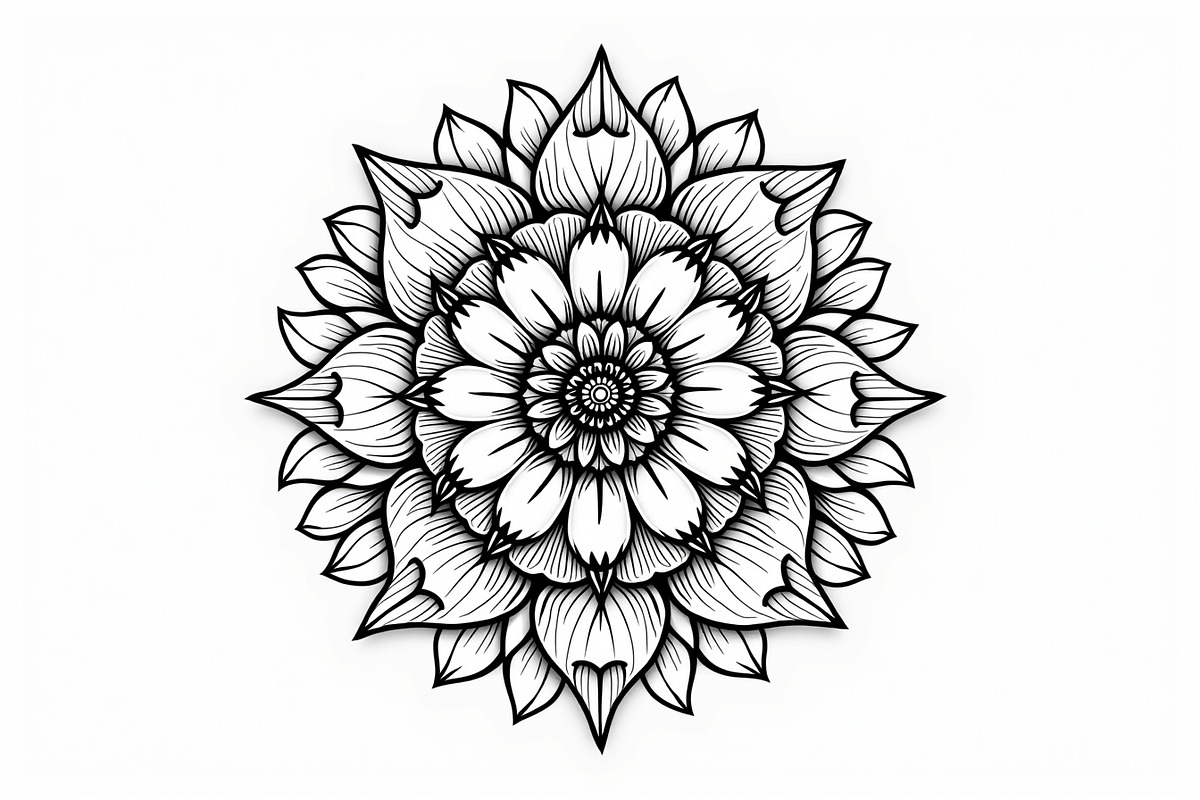 Mandala Art Line Drawing Pack Set, an Illustration by yasushie (Photo 7 of 11)