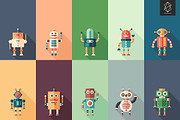 Funny robots colorful flat icon set, an Icon by Yury Velikanov (Thumbnail 2 of 3)